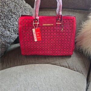 Michael Kors Red Perforated Satchel